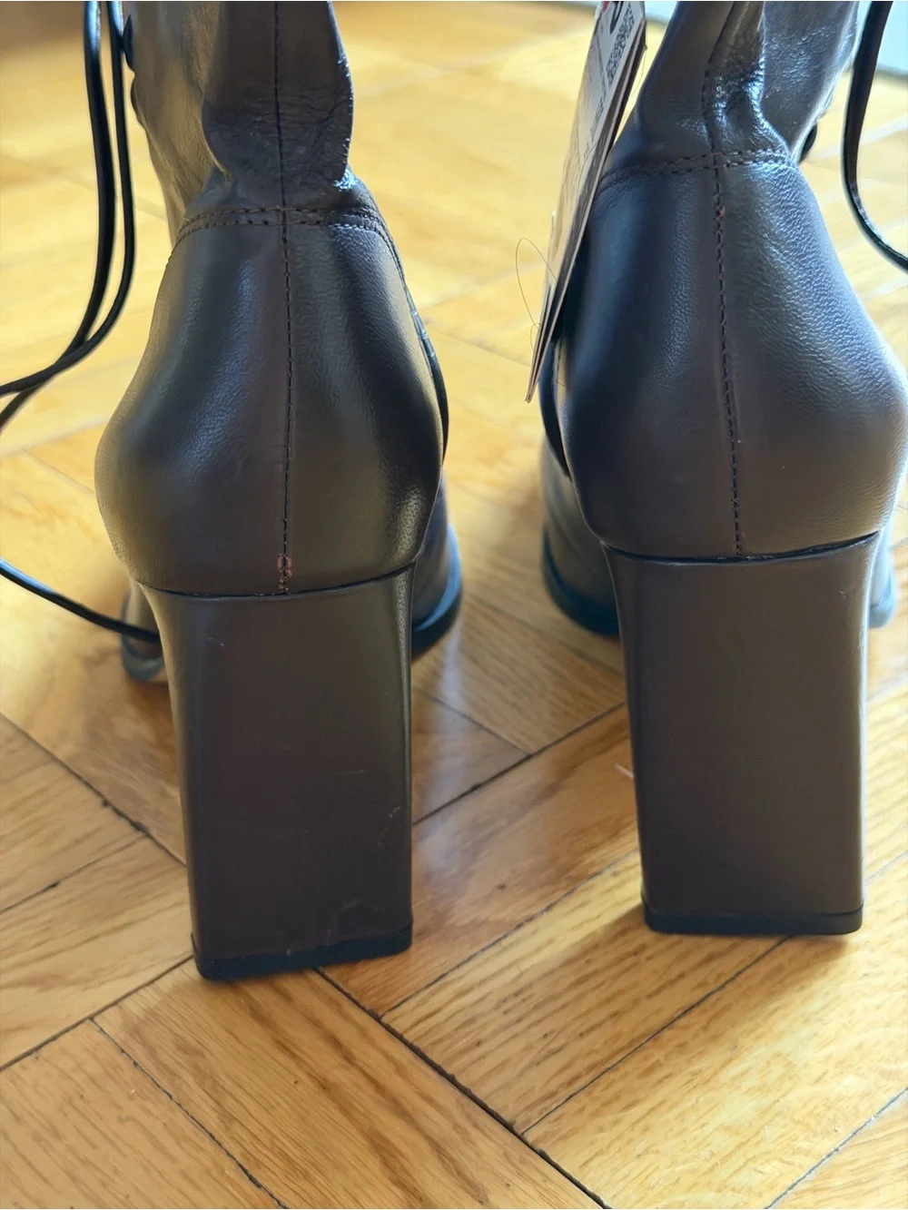 Women’s Zara Brown Leather Lace-Up Ankle Boots | 6.5 | NWT